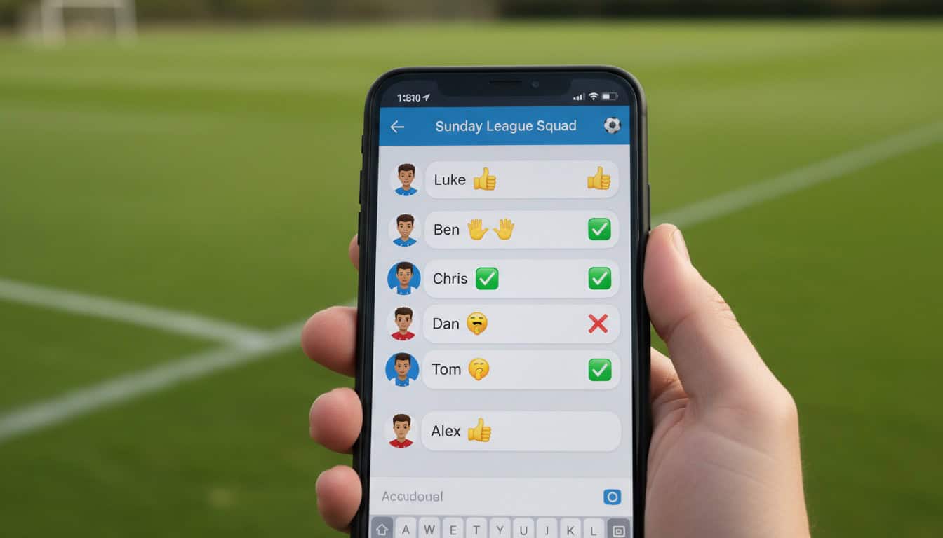 Football team group chat showing availability responses with emojis