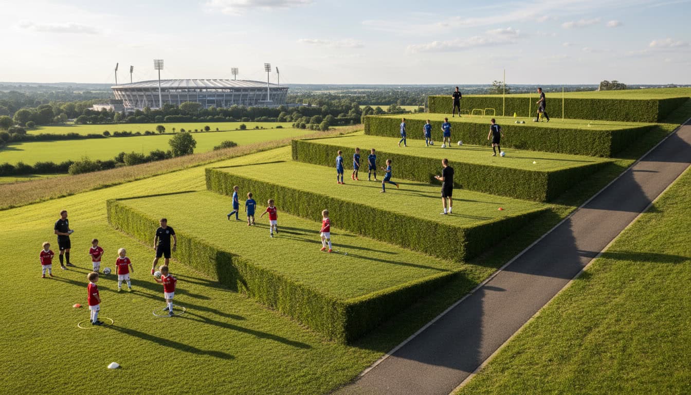 Youth football development pathway showing players progressing through different stages