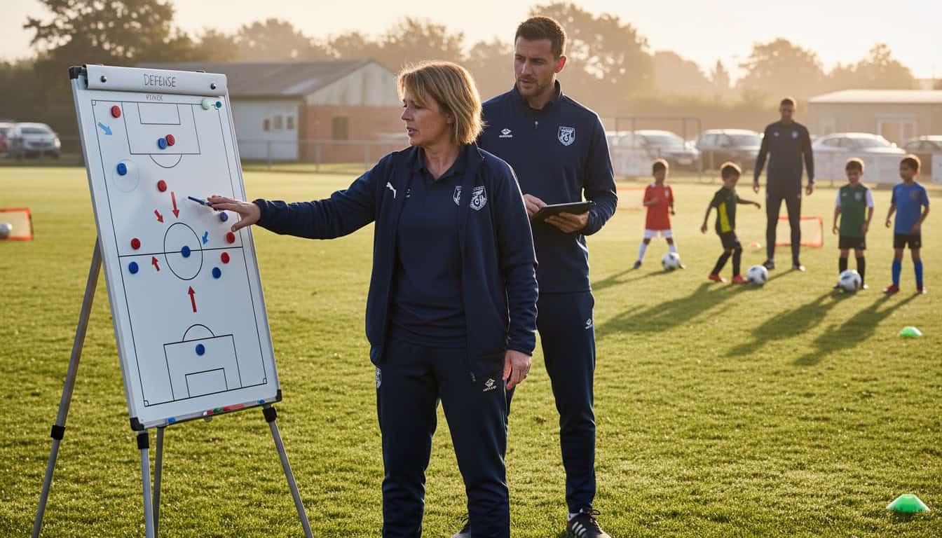 Team manager discussing responsibilities with assistant coach