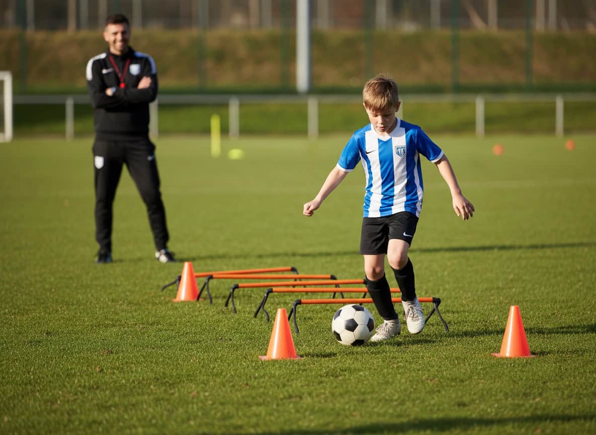 Youth football player demonstrating improved ball control during training
