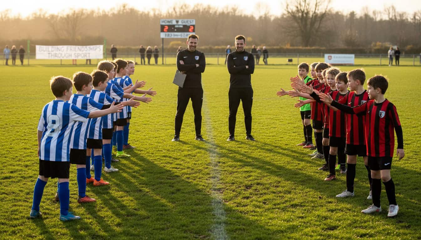 Youth players from opposing teams exchanging high-fives after match