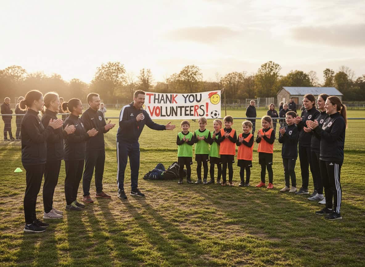 Coach thanking volunteers after youth match