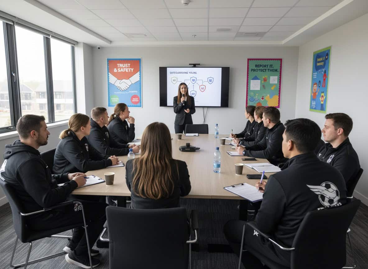 Youth coaches and volunteers at a safeguarding awareness training session