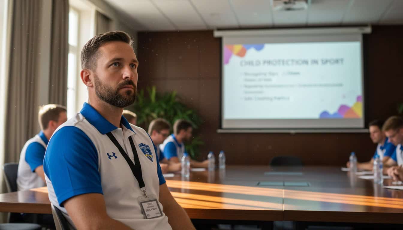 Youth football coach attending a safeguarding training workshop
