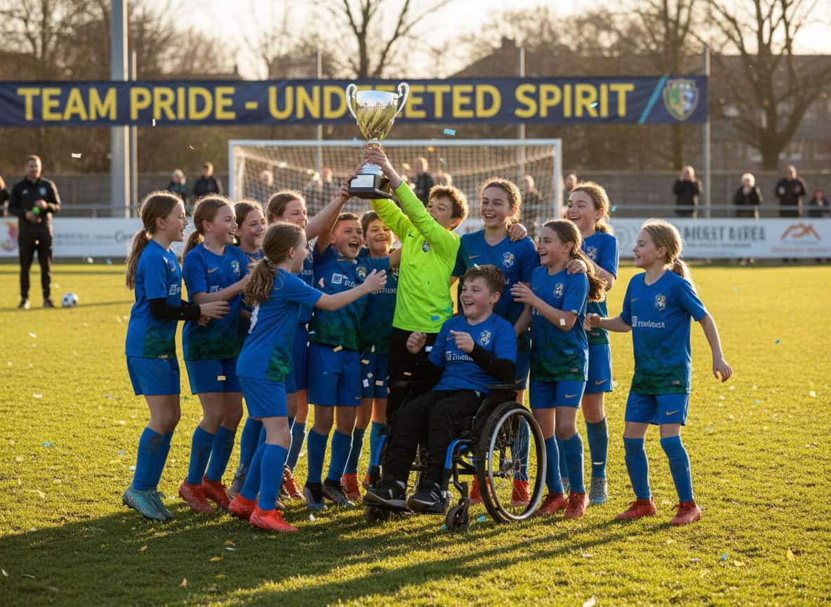 Youth team celebrating after match showing positive team culture