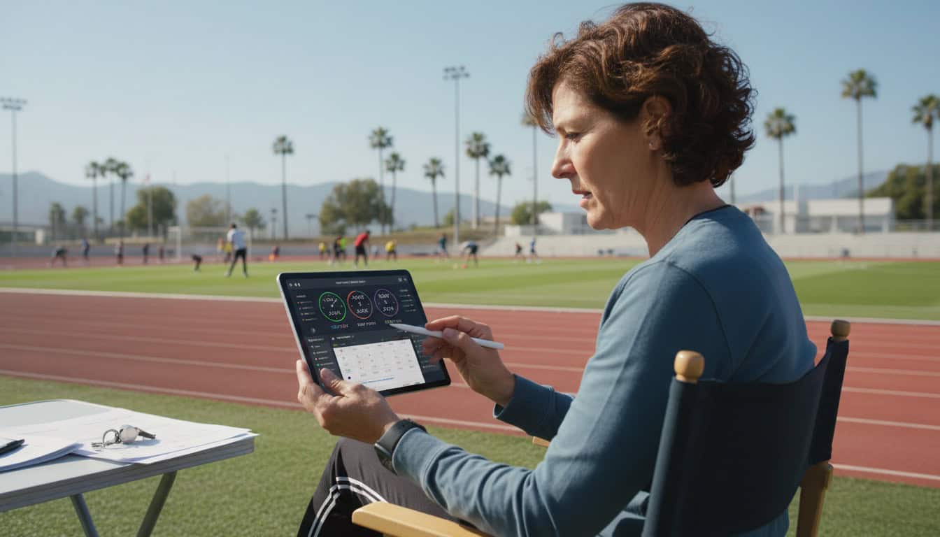 Coach using time zone converter app and calendar tools to coordinate international communication